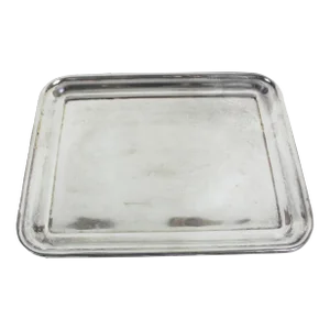Vintage Mid Century Small Silver Plated Tray Heavy Seamless Edge Serving Drinks Dish