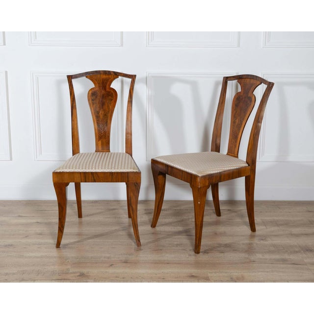 Set of Four French Art Deco Dining Chairs in Walnut and Bois de Rose, circa 1920 For Sale - Image 4 of 9