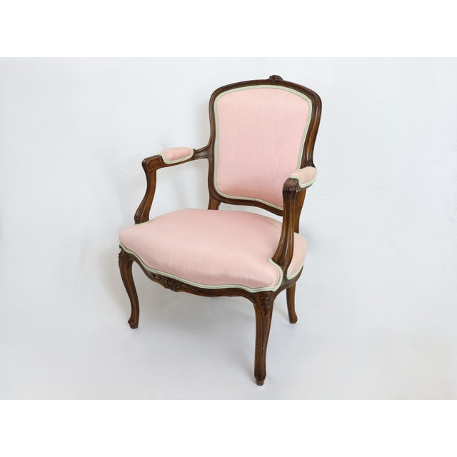 Wood Antique French Provincial Open Arm Bergere For Sale - Image 7 of 12