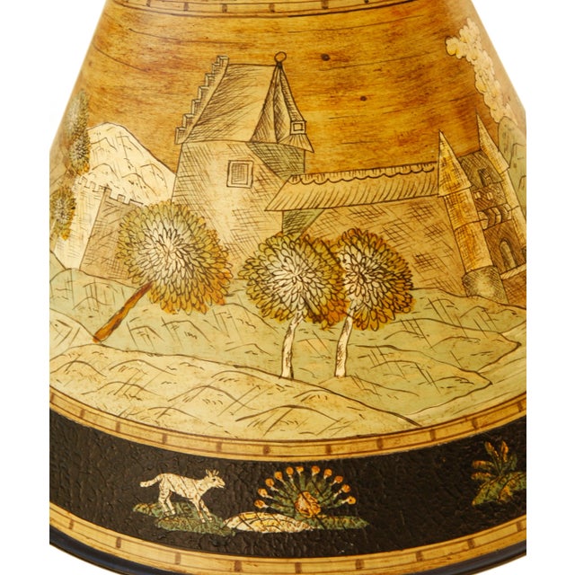 Late 20th Century Folk Art Painted Metal Lamp For Sale - Image 4 of 9