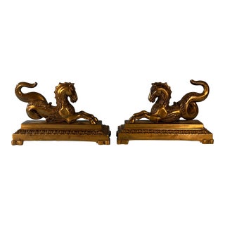 Vintage Bronze Gondola Hippocampus SeaHorse Sculptures- a Pair For Sale