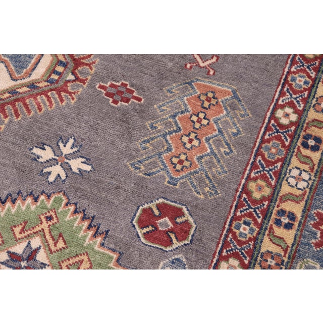 Tribal Kazak Gray/Light Blue Wool Rug - 8'4''x9'8'' For Sale In New York - Image 6 of 10