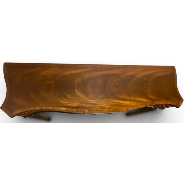 Henkel-Harris Virginia Galleries Federal Inlaid Flame Mahogany Hepplewhite Console Sofa Table This authentic Henkel-Harris...