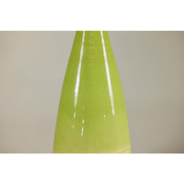 Tall Artisan Ceramic Vase with Glossy Green and Matte Brown Glaze For Sale In New York - Image 6 of 18