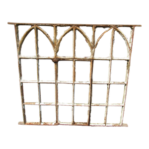 1800s Gothic English Cast Iron Prison Cell Window Garden Art