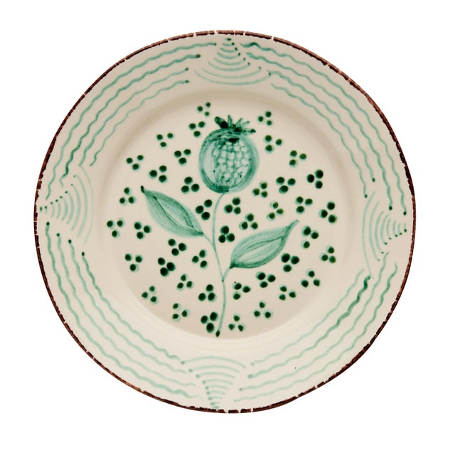 Casa Nuno Green and White Dinner Plates, Mixed Patterns, Set of 10 For Sale - Image 4 of 7