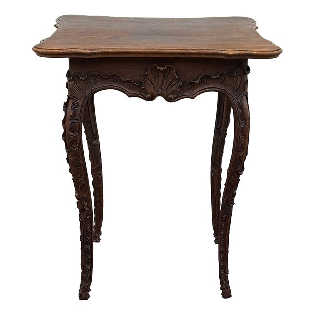 Antique Baroque Side Table in Carved Oak, 1760 For Sale