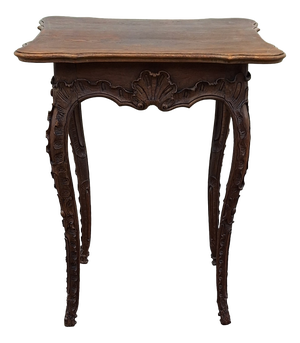 Antique Baroque Side Table in Carved Oak, 1760