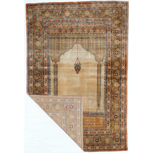 Antique Silk Tabriz Rug 3'9'' X 5'8'' For Sale In New York - Image 6 of 12