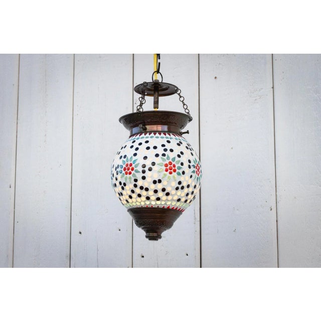 Metal Small Geometric Floral Hanging Lantern For Sale - Image 7 of 9