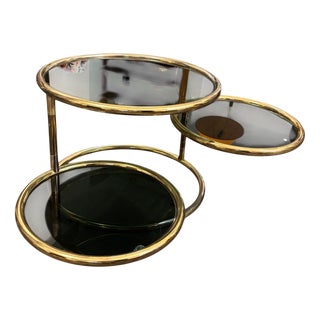 Side Table in Brass and Smoked Glass, 1970s For Sale