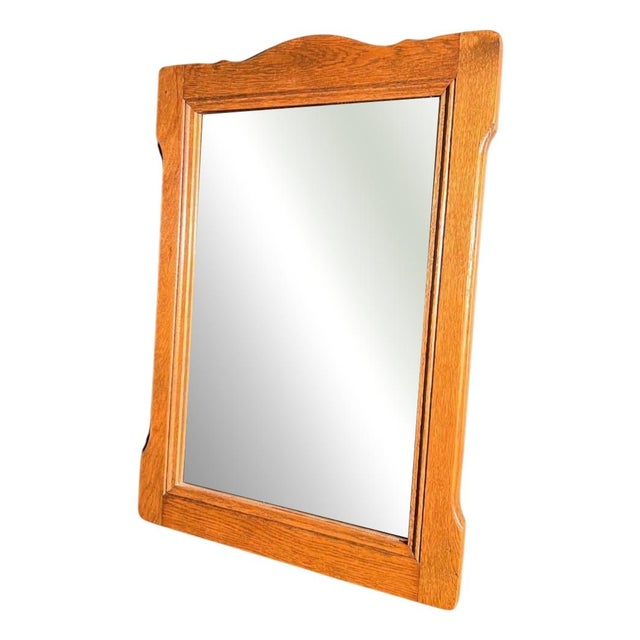 1960s Mid-Century Wall Mirror with Rustic Wood Frame, 1960s For Sale - Image 5 of 5