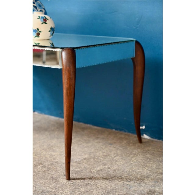 Wood Bohemian Chic Art Deco Coffee Table with Beveled Mirror, 1940s For Sale - Image 7 of 18