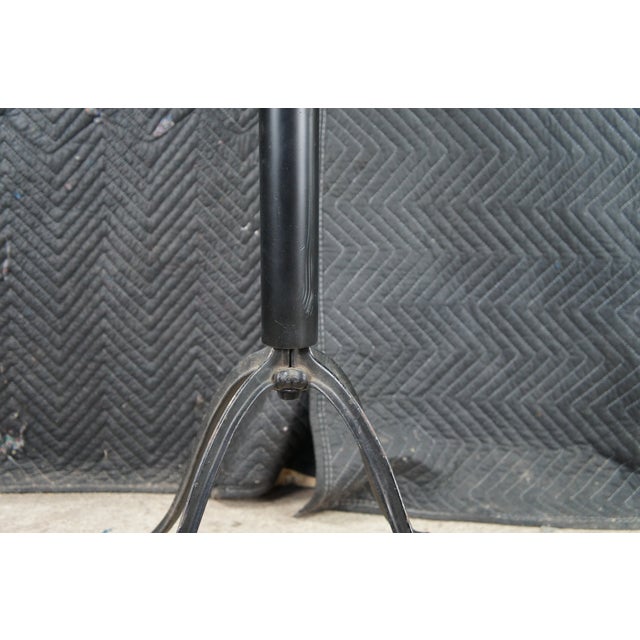 Wood Industrial Cast Iron Round Cherry Side Accent Table Pedestal Plant Stand 29" For Sale - Image 7 of 10