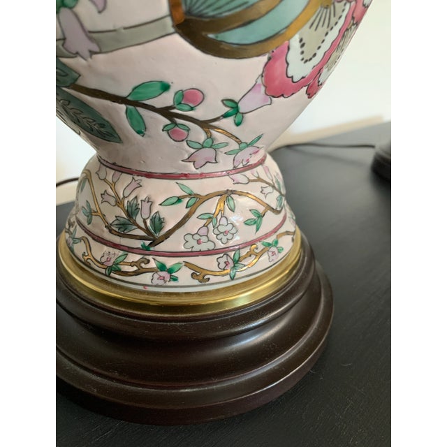 Metal Chinoiserie Gilded Table Lamps - A Pair For Sale - Image 7 of 8