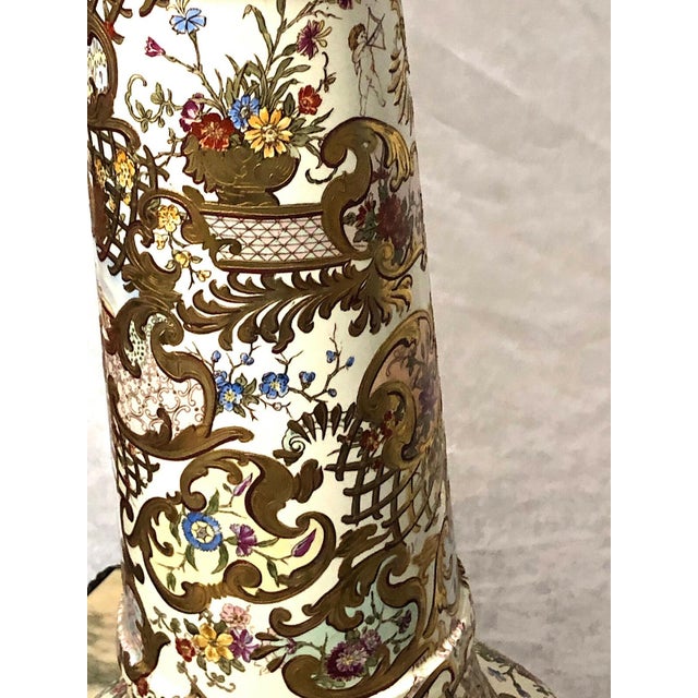 Goldenrod Antique Fischer J. Budapest Charlotte Porcelain Flower Stand, 1890 For Sale - Image 8 of 13
