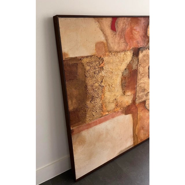 Mid Century Large Mixed Media Abstract Painting For Sale - Image 9 of 11