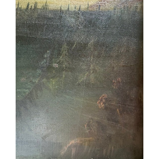 Antique Landscape Painting - Atmospheric Mountains Around a Camp For Sale - Image 9 of 13