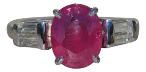 The Lolette: Ladies Vintage 14K Oval Ruby and Diamond Engagement Ring