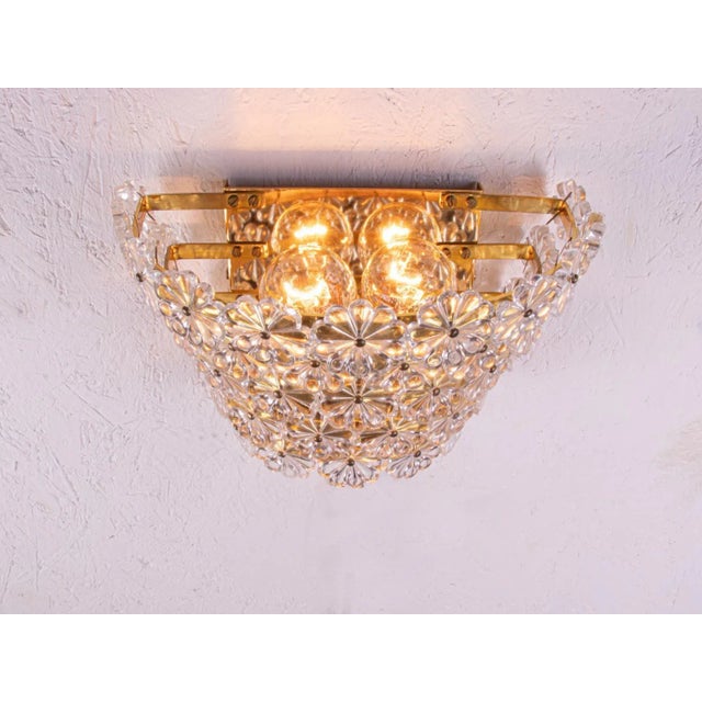 Wall Sconces with Crystal Flowers in the style of Emil Stejnar, Vienna, 1950s, Set of 2 For Sale - Image 3 of 9