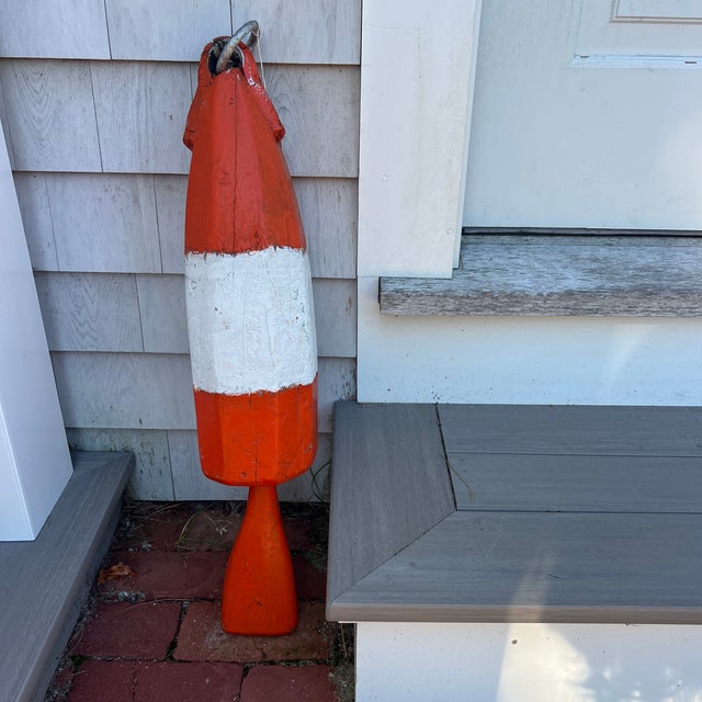 Mid 20th Century Vintage New England Coastal Nautical Orange Red Lobster Buoy For Sale - Image 5 of 8