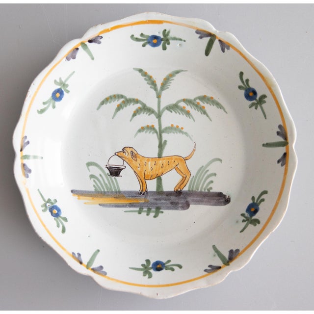 White 18th Century French Faience Nevers Dog Plate For Sale - Image 8 of 8
