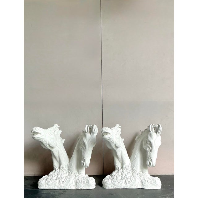 Vintage Boho Plaster Over Fiberglass Horse Dining Table Pedestals - A Pair For Sale In West Palm - Image 6 of 11