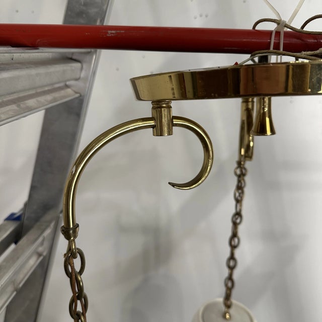 Underwriters Laboratories Triple-Pendant Reticulated Blanc De Chine Chandelier For Sale - Image 4 of 12