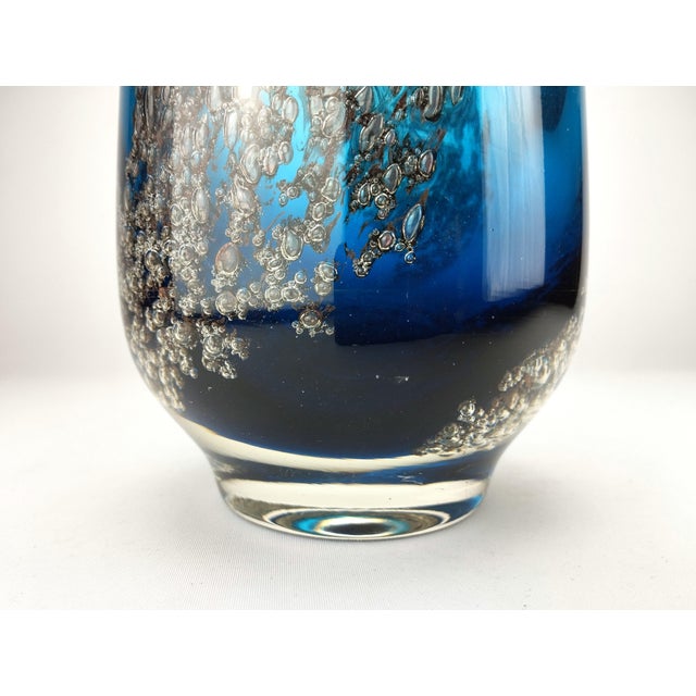 Large Blue Glass Vase with Florida Decor by Heinrich Loffelhardt for Schott-Zwiesel, 1970 For Sale - Image 9 of 11