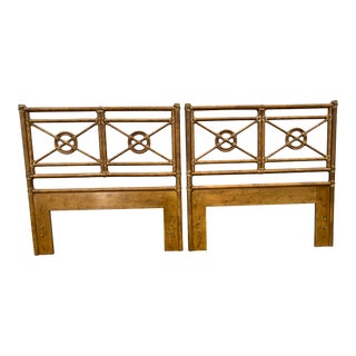 Late 20th Century Organic Bamboo Rattan Twin Headboards Pair by McGuire For Sale