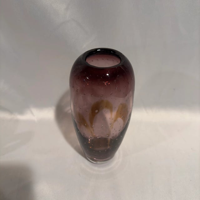 Contemporary 1980s Polish Bullicante Amethyst Art Glass Vase For Sale - Image 3 of 6