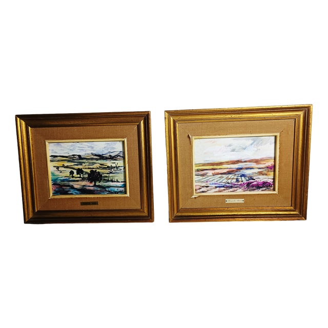 Ricardo Roca, Landscapes of Spain, 1920s, Paintings, Framed, Set of 2 For Sale