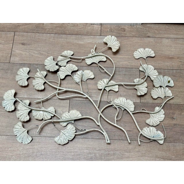Farmhouse Vintage Large Metal Ginkgo Leaf Wall Decor Accent For Sale - Image 3 of 4