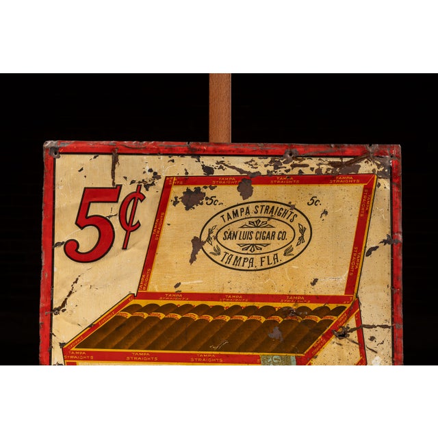 c. 1920s-1930s; San Luis Cigar Company - Tampa, FL Colorful lithographed tin advertising sign promoting "Tampa Straights"...