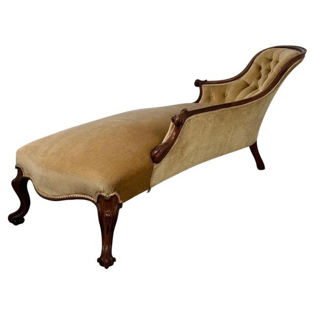 Gold 19th Century Victorian Mahogany Chaise Longue For Sale - Image 8 of 12