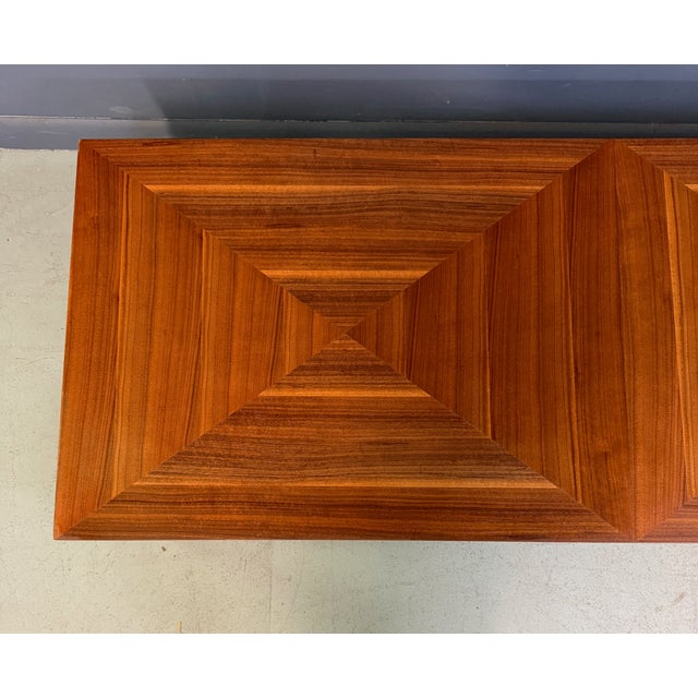 1970s Founders Mid-Century Modern Walnut Parquetry Coffee Table With Black Wood Base For Sale - Image 9 of 13