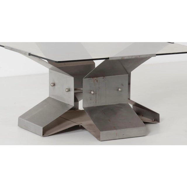 Vintage Italian Table in Crystal and Steel, 1970s For Sale - Image 3 of 5