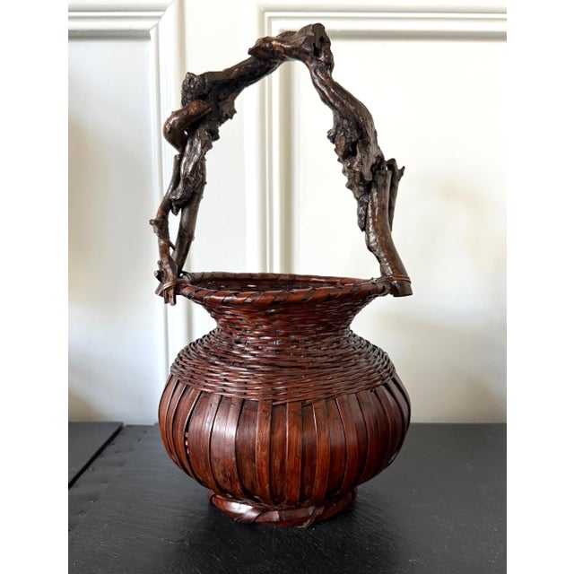 Japanese Bamboo Basket Ikebana Meiji Period For Sale - Image 11 of 12