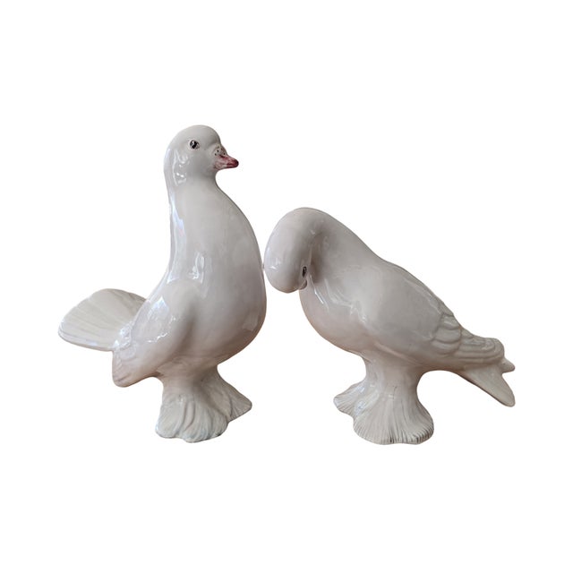 Ceramic Pair of 1980s Italian Doves, Love Birds For Sale - Image 7 of 8