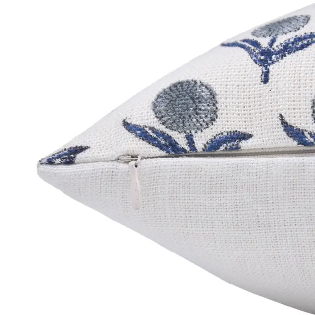 Art Deco Fabdivine Block Print Cushion Cover 20x20 Inch Off-White Linen-Gandapushp For Sale - Image 3 of 4