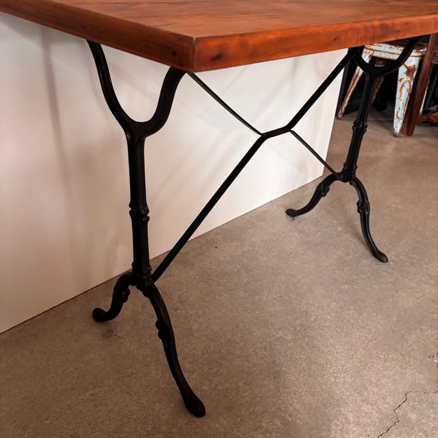 Wooden Bistro Table with Metal Legs For Sale - Image 4 of 6