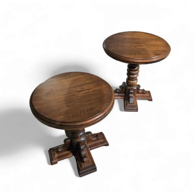 Rustic Rustic Oak Side Tables, Set of 2 For Sale - Image 3 of 13