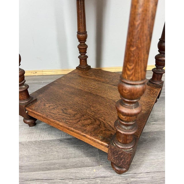 Antique French Marble Top Oak Nightstand For Sale - Image 9 of 12