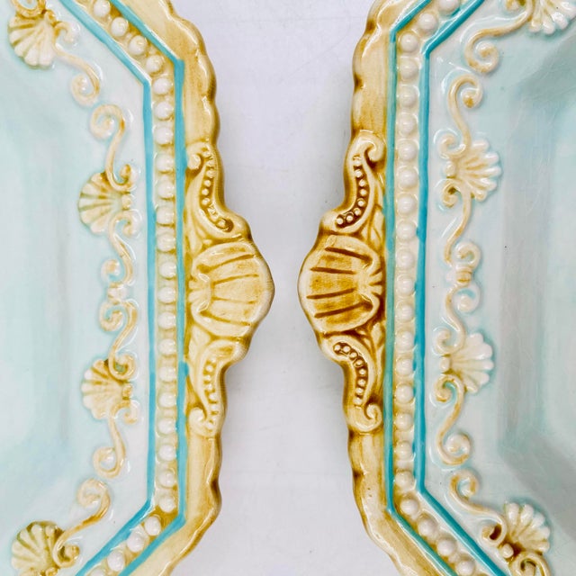 Blue Vintage Zrike Baroque Coastal Shell and Coral Plates by Lisa Levy – Set of 2 For Sale - Image 8 of 13