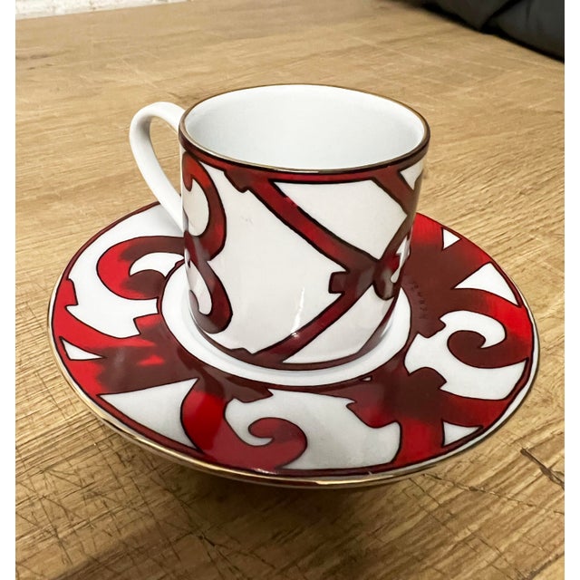 2020s Hermes Demitasse/Espresso 4 Cups Saucers “Balcon Du Guadalquivir” - 8pcs For Sale - Image 5 of 10