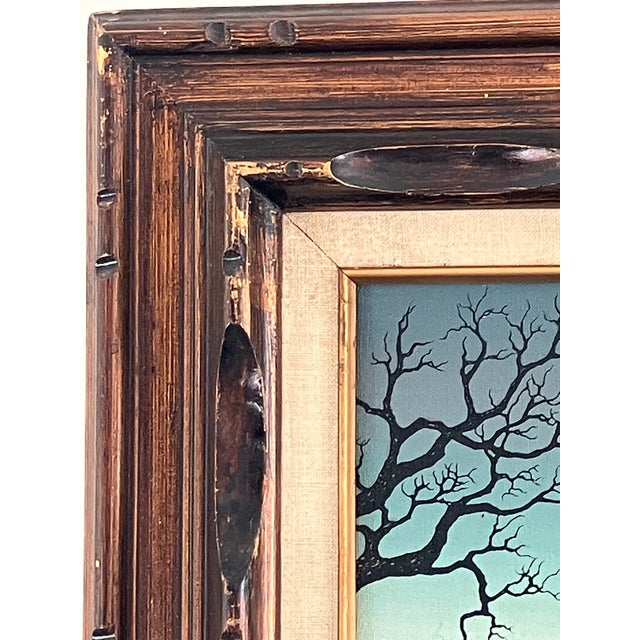 Blue Vintage Winter Farm Landscape Oil by H. Hargrove For Sale - Image 8 of 9