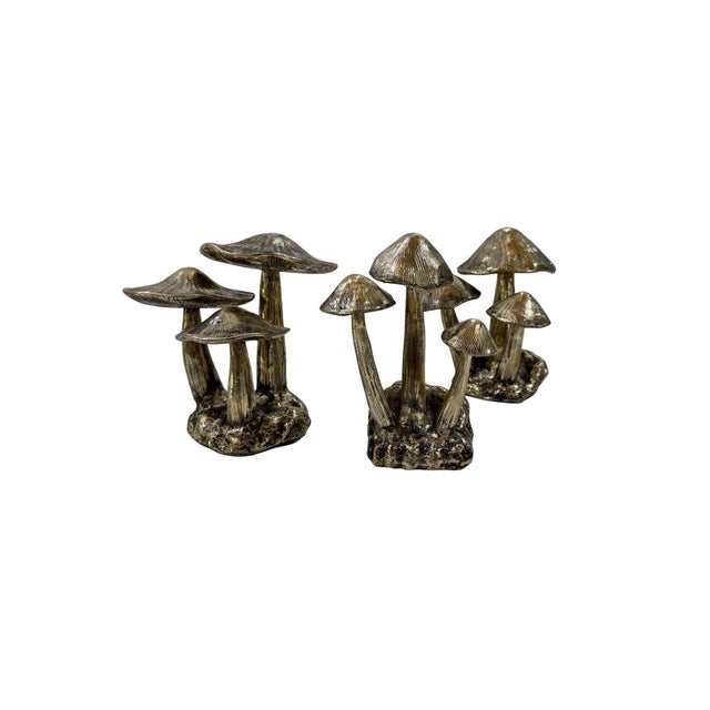 Cast Bronze Mushroom Sculpture Set, Organic Cluster Forms With Textural Patina For Sale - Image 4 of 7