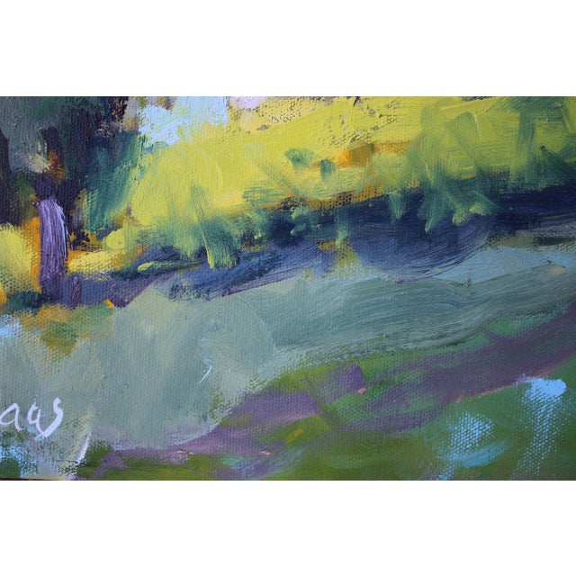 Textile Modern Impressionist Sunlit Farm Oil Landscape For Sale - Image 7 of 15