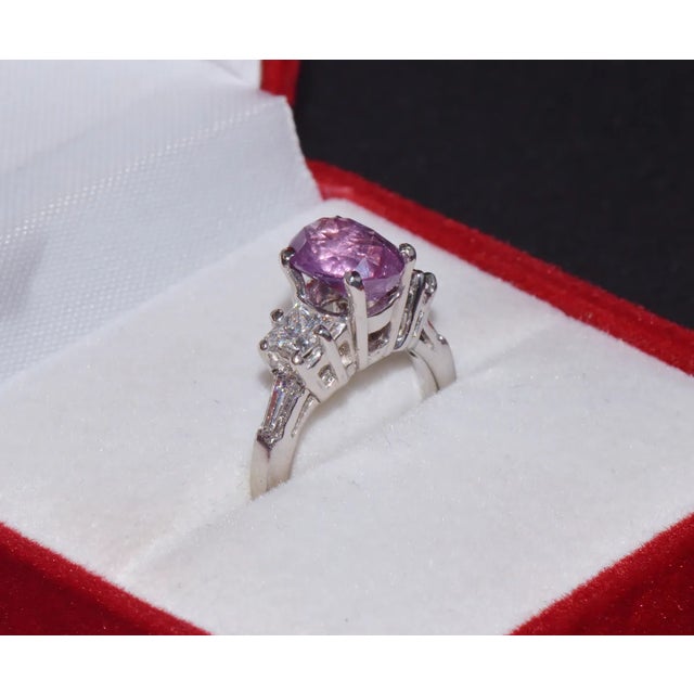 GIA Certified Natural 3.53Cts Diamond Sapphire Five Stone Platinum Ring, size 5.25 For Sale - Image 10 of 10