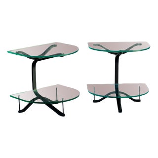 Auxiliary Tables in Glass, Set of 2 For Sale